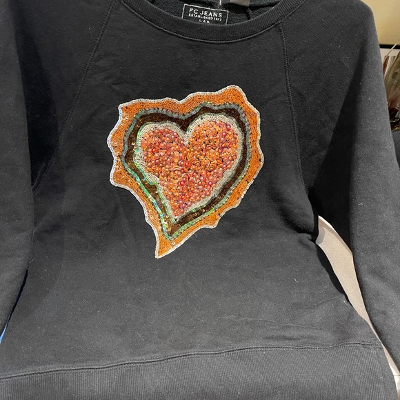 NWOT FC jeans sequenced heart black top Sz S - Picture 5 of 7